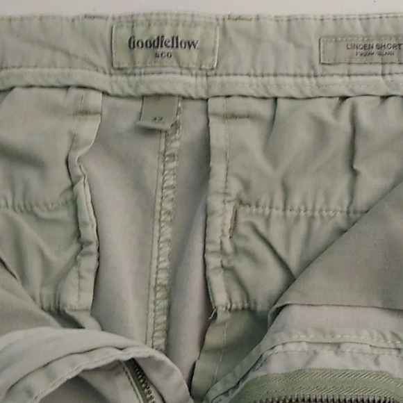GOODFELLOW CO, SOFT WASHED GREEN CHINO STYLE 8" STRETCH COTTON CANVAS SHORTS - Picture 5 of 6